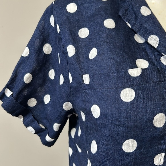 Anthropologie Maeve Polka Dot Printed Buttondown Surf Shirt Navy White Sz XS - Picture 5 of 13